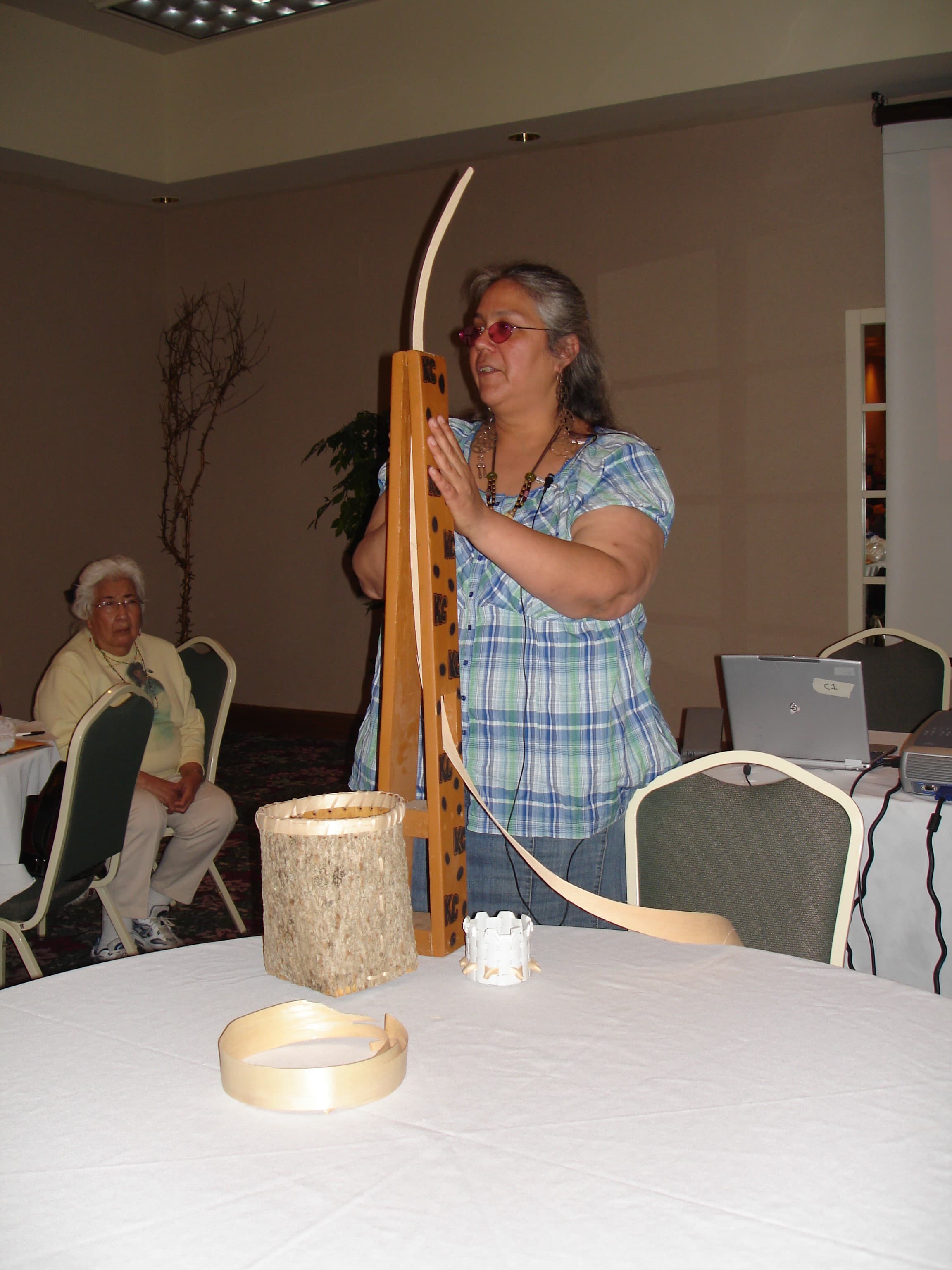 Renee Dillard, demonstrating black ash basket making